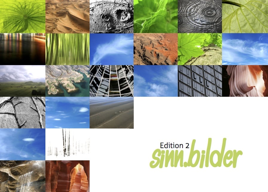 sinn.bilder für Coaching und Beratung Unser neueste Produkt heißt: sinn.bilder. Jede Edition der sinn.bilder besteht aus 25 Karten mit ausdrucksstarken Bildern im Format Din A6 – Postkartengröße also.
